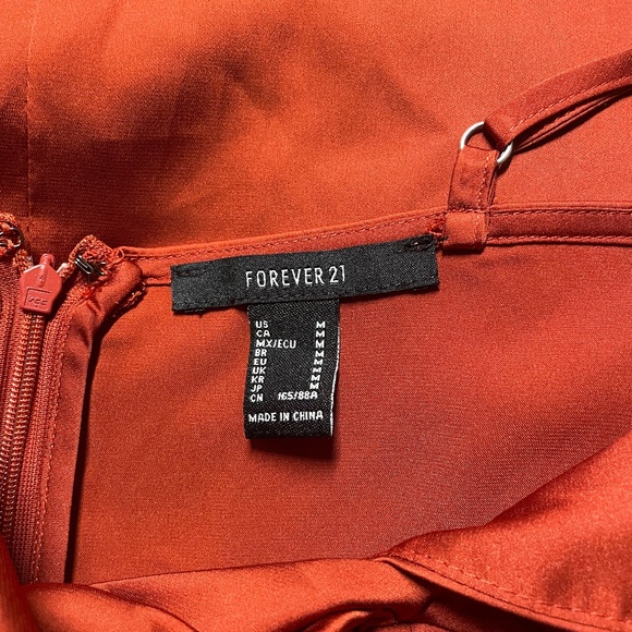 Burnt Orange Plunge Neck Slip Dress - Picture 3 of 4